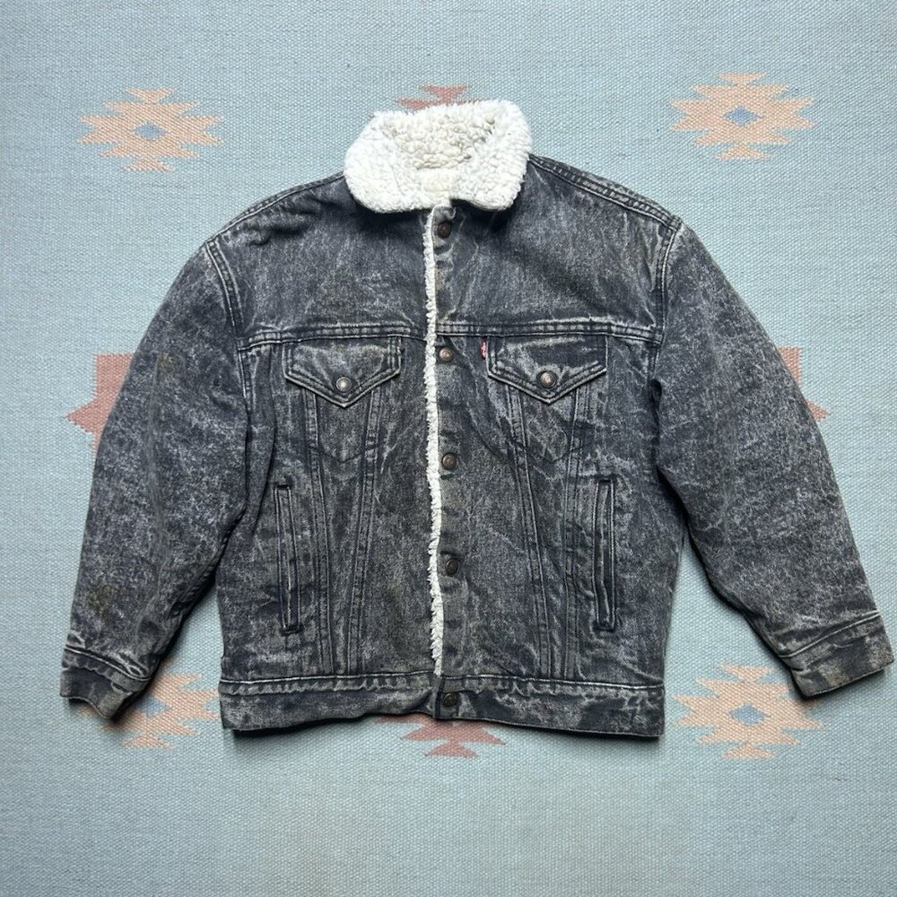 Vintage Levi’s denim trucker jacket Sherpa lined black type 3 youth boys medium